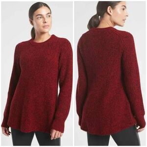 Athleta Sierra Red & Black Marled Wool Blend Chunky Knit Crewneck Sweater XS